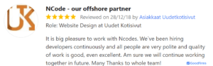 review by Asiakkaat uudetkotisivut to ncode on goodfirms